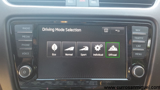 A través de la pantalla de modos de conducción podemos seleccionar el perfil campero del coche