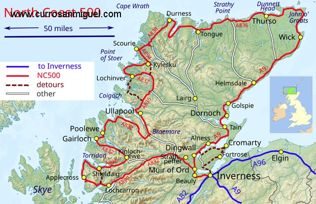 La el recorrido cubre unos 900 kms. Lo recomendable es hacer un par de noches en el camino. O tres, si eres aficionado al whisky escocés...
